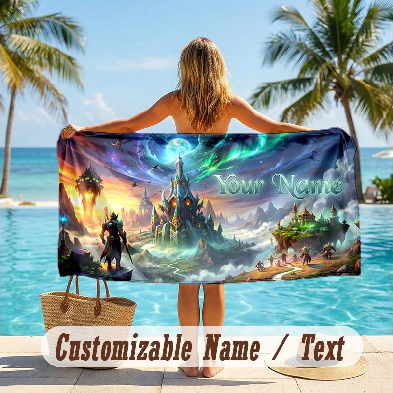 Custom Text Beach Towel, Soft Absorbent Swimming Multi-use TowelWorld of Warcraft