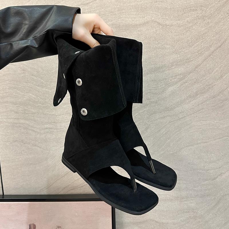 

Весенне-осенние сандалии с клипсой для пальцев, летний модный тренд, внутренняя платформа, ботильоны до щиколотки, женская обувь 38 чёрный