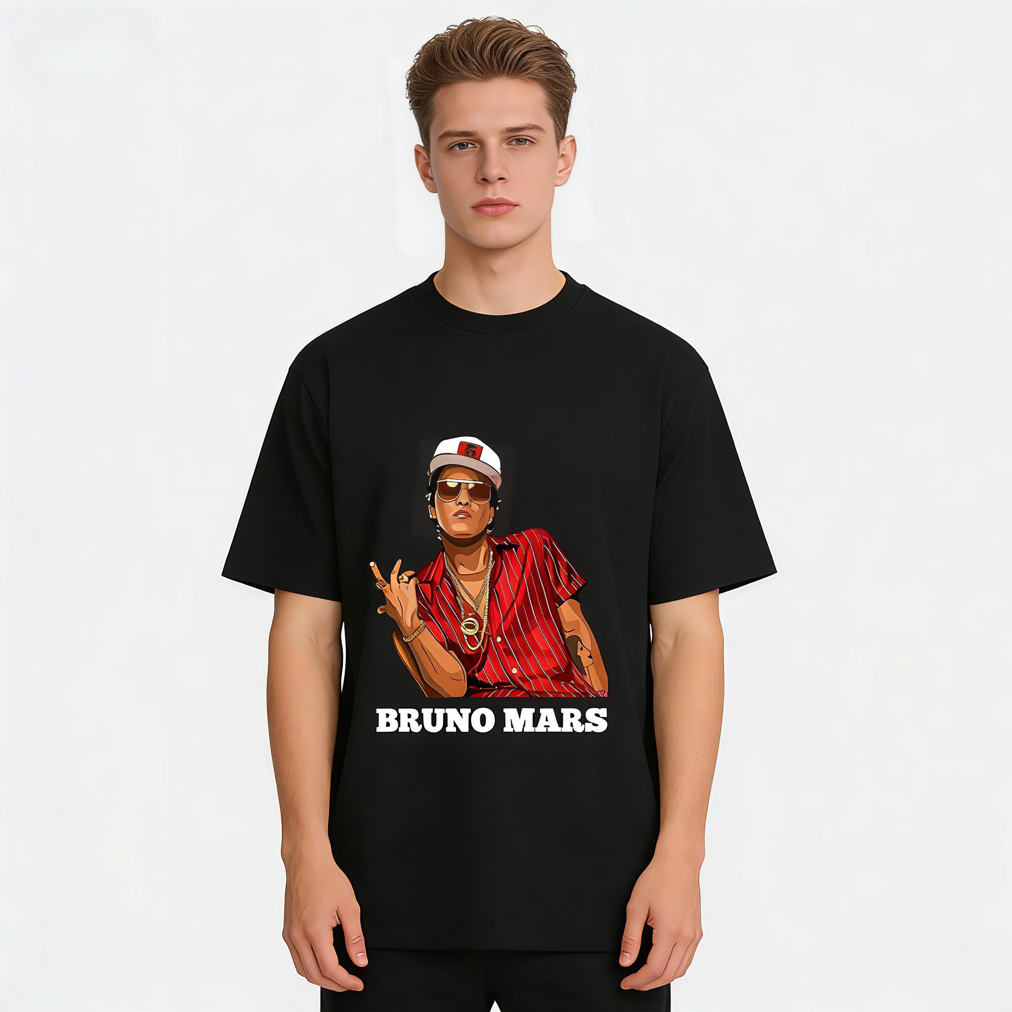 

Весна-Лето 2026 Бруно Марс Узор Печатный Корейский Панк Короткий Рукав Готическая Футболка Одежда Мужская Винтажный Стиль L