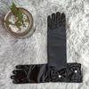 Children's Satin Bow Long Gloves - Black Red Blue Performance Party Dress Accessories for Boys