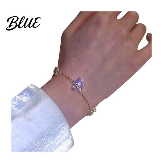 Women Bracelet Bracelet Flower Design with Claw-Setting Cubic Zirconia Inlaid