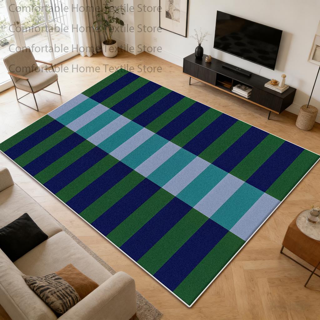 Retro Checkerboard Geometric Style Fluffy Carpet Decoration Living Room Non-slip Soft Rug Easy Clean Short Velvet Big Floor Mats