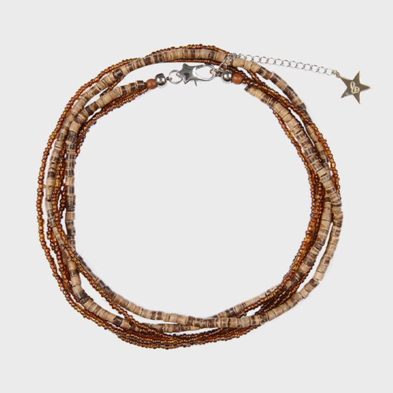 Eireve WOOD BEADS MIX LONG NECKLACE (BROWN)