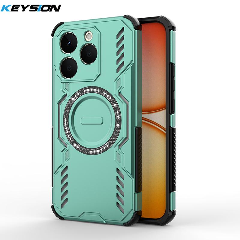 KEYSION Hollow Heat Dissipation Case for Realme 15T 5G Silicone+PC Magnetic Cooling Shockproof Phone Cover for Realme 15T