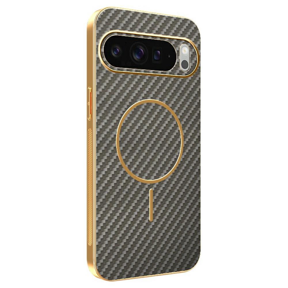 For Google Pixel 10 Pro XL Phone Case Carbon Fiber Textured Electroplated TPU Back Cover