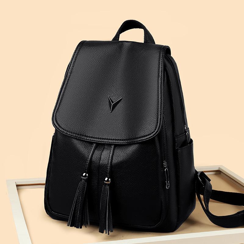 Schoolbag New Korean Version Fashion Women's Bag Large Capacity Soft Texture Women's Backpack Multi-purpose Middle-aged Simple Mother Bag