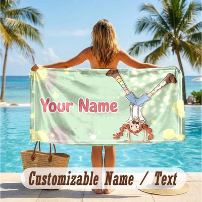 Custom Text Beach Towel, Soft Absorbent Swimming Multi-use TowelPippi Longstocking
