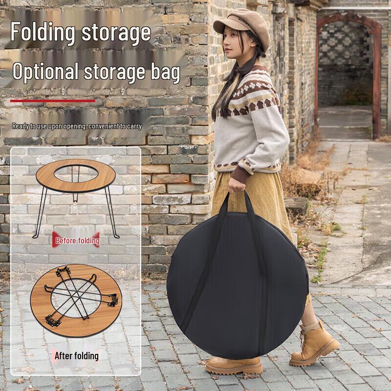 Clear Series Outdoor Camping Wood Grain Tea & Grill Table