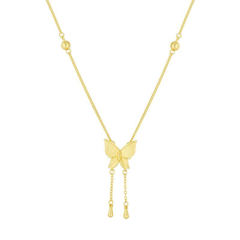 Dainty Gold Plated Butterfly Pendant Necklace 1Pc Adjustable Chain Hypoallergenic Jewelry Gift for Teen Girls Women