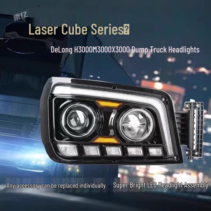 Compatible LED Front Headlight Assembly for Shaanxi Delong H3000/L3000/M3000 - Super Bright Lens Left_00