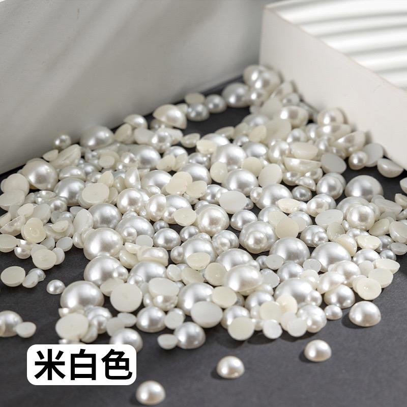 High Quality 3mm-40mm ABS Pearls With Hole Multi Sizes Nonporous Pearl Loose Beads Semicircle Plastic Pearls for Garment