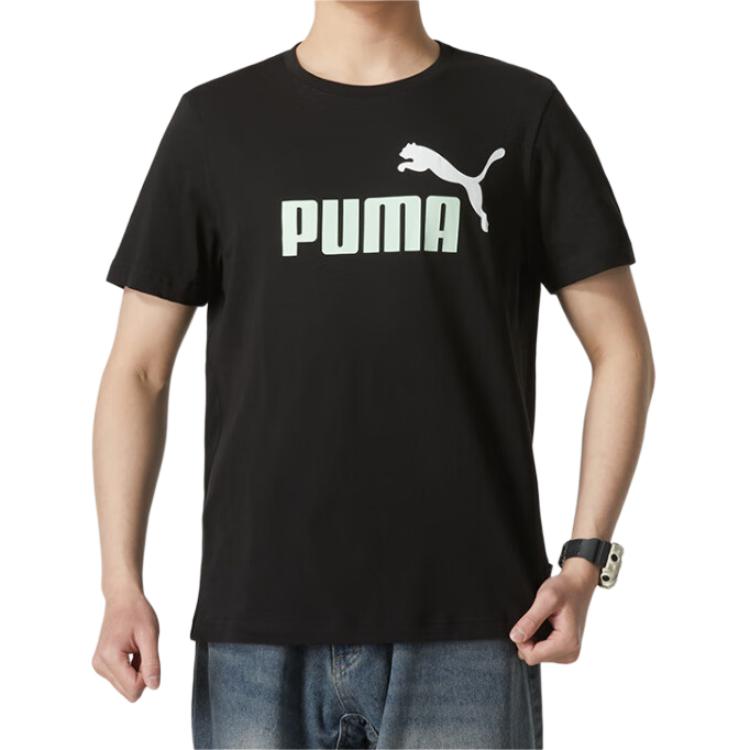 Puma Letter Print Casual Sweat-Absorbing Round Neck Short Sleeve T-Shirt Men Tops Black 847666-97