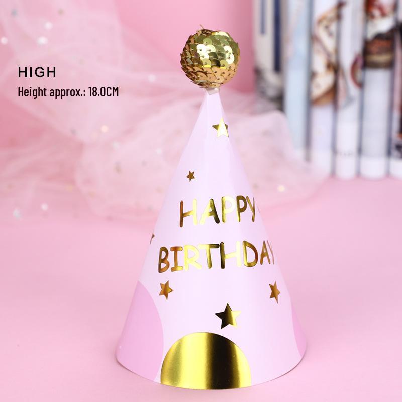Shiny Cute Birthday Hat with Plush Ball for Party Costumes (Child & Adult)
