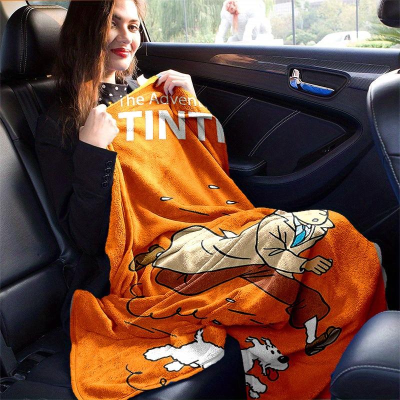 1 pezzo, Le avventure di Tintin: Un Accogliente Regalo per l'Arredamento della Casa, Camera da Letto, Soggiorno, Viaggio, Campeggio, Coperta per Auto, Spiaggia, Pisolino in Ufficio. Perfetto come Coperta da Divano