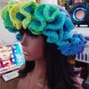 Handmade Knit Bucket Hat for Woman Weaving Ruffled Brim Bucket Hat Adult Teens Winter Cycling Fisherman Hat