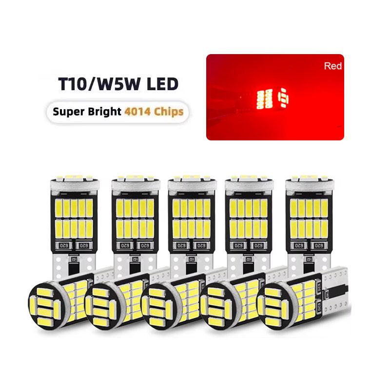 10PCS Auto Bulb T10 W5W 194 501 Led Canbus No Error Car Interior Light T10 26 SMD 4014 Chip Wedge Side Lights Instrument Lamp
