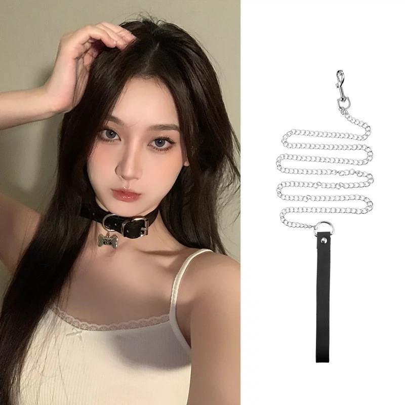 Unisex Leather Punk Chain Choker Necklace: Edgy, High-End Design