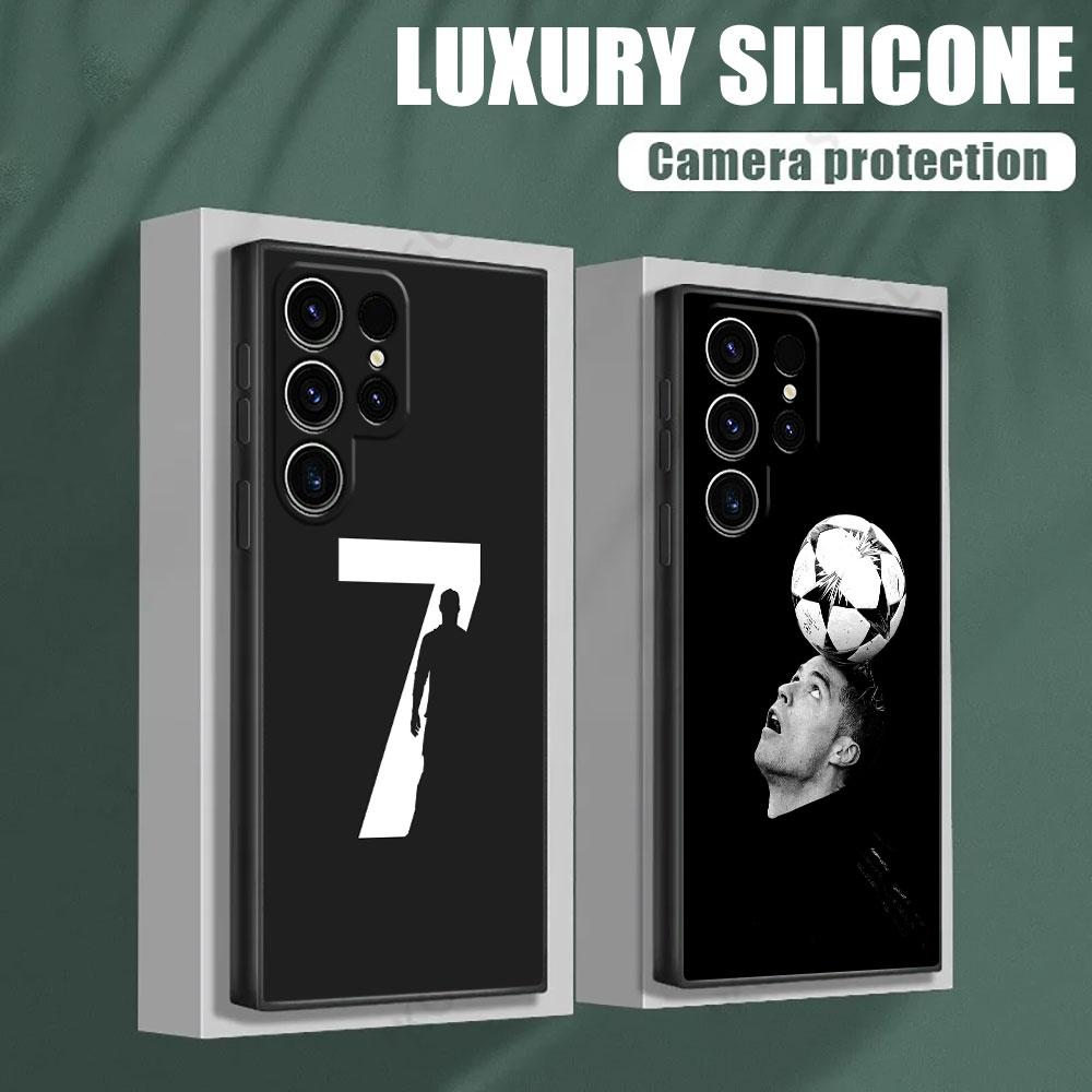 C-R-7 Dark Football S26Ultra Silicone Case For Samsung Galaxy S26 S25 S24 S23 S20 S21 FE S22 Ultra Plus 5G Case Soft Phone Cover