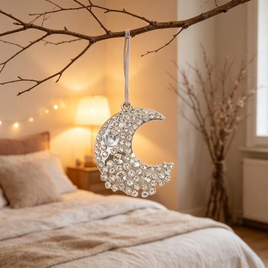 Rhinestone Vedhæng Sol Halvmåne Blomst Design Zinklegering Glitrende Bilinteriør Charme med Snor Auto Hængende Pynt