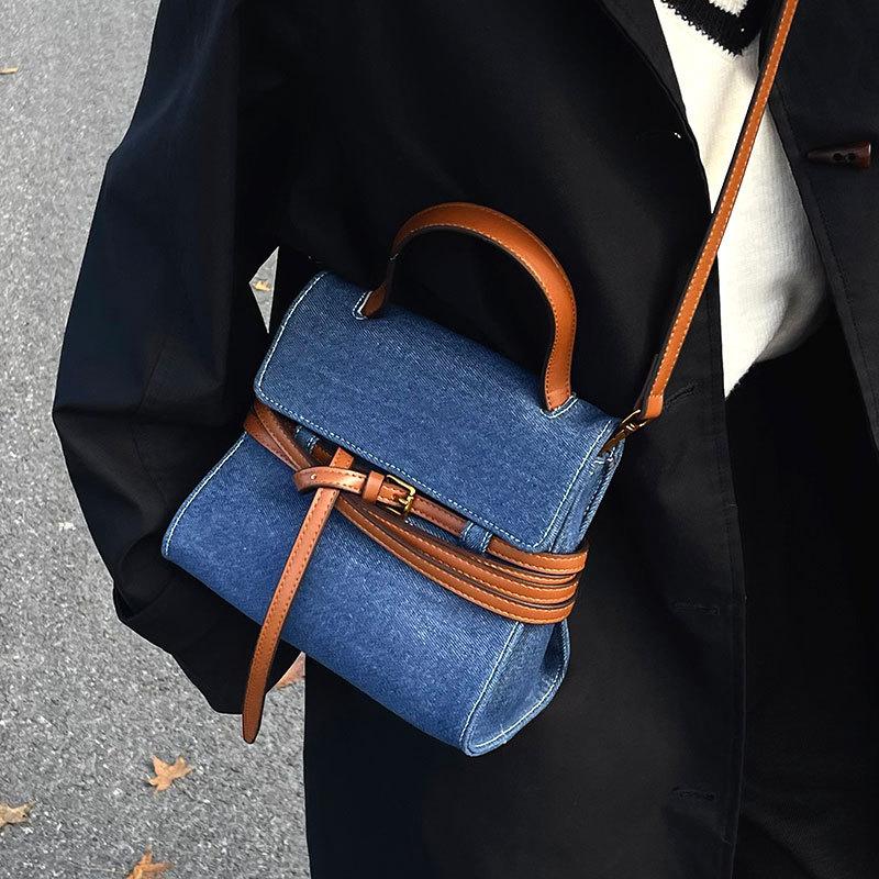 Personalized denim handbag fashionable versatile niche design women's messenger bag