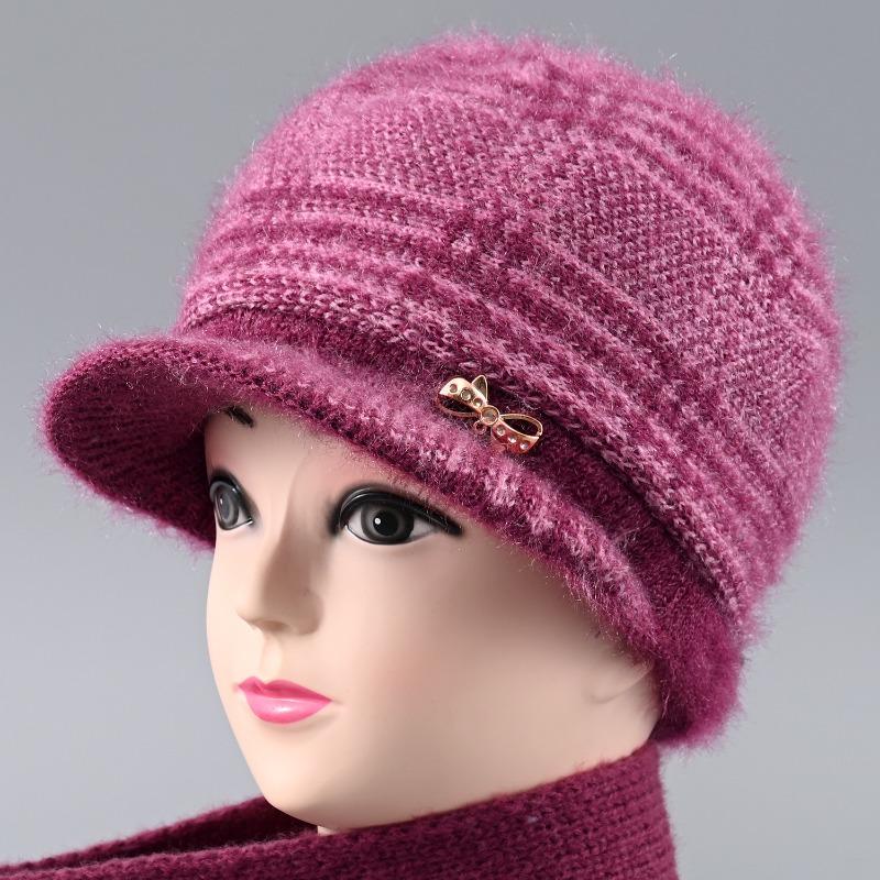 Winter New Velvet Warm Wife Hat Versatile Old Hat Women's Cold-proof Knitted Wool Hat