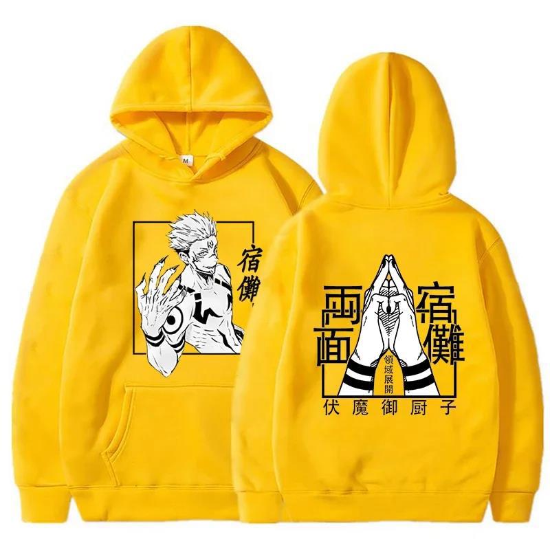 Mote Anime Jujutsu Kaisen Ryomen Sukuna Trykket Hettegenser Langermet Sweatshirts Kvinner Harajuku Streetwear Pullovers
