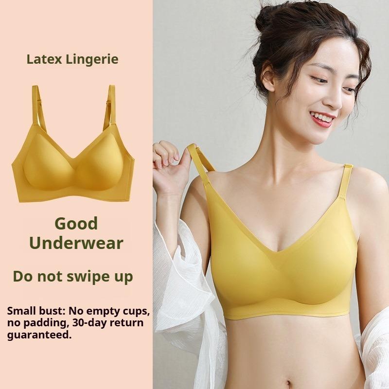 Seamless Latex Underwear Women's Summer Thin Section Without Steel Ring Small Breasts Gathered Breasts Anti-sagging Sports Bra