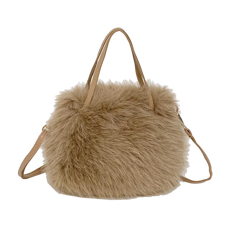 New Fashion Fluffy Plush Beaded Square Crossbody Bag - Versatile and Stylish for Commuting