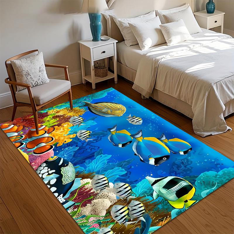 

Ocean Fish Decorated Door Mats Ocean Element Door Mats Bedroom Carpets Cafes and Other Scenes Anti Slip and Easy To Clean Carpet 50cmx80cm