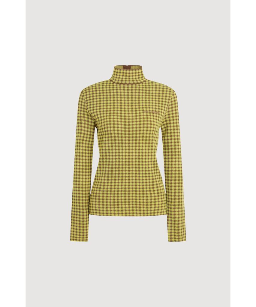 LUCKY CHOUETTE Gingham Check High Neck Knit Pullover (Yellow) Lfwaw25310Yex