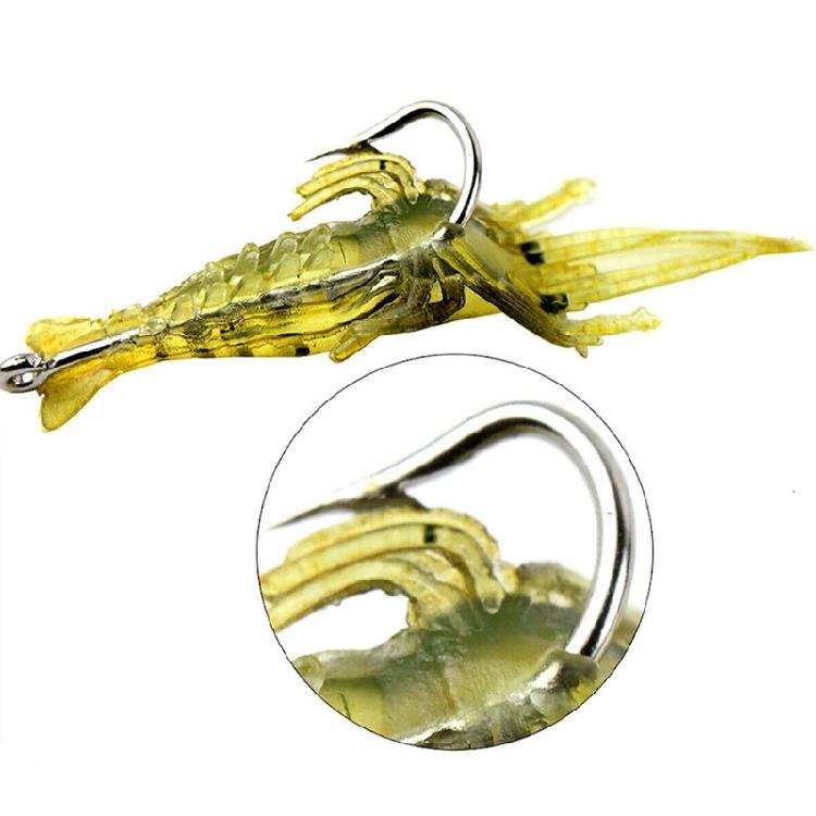 10PCS Appâts de Pêche Crevette Souple Lumineuse avec Hameçons pour Achigan Truite Poisson-chat