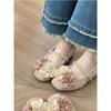 Vintage camellia word with shallow mouth Mary Jane shoes women's small inner ballet shoes