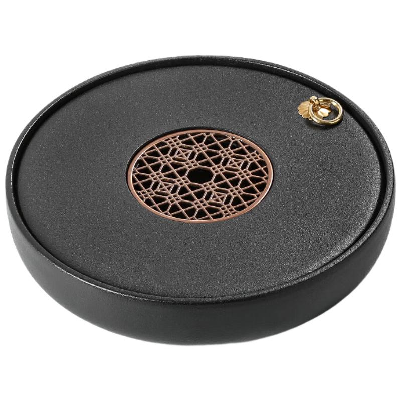 Керамический круглый поднос для чая Гунфу с местом для сбора воды