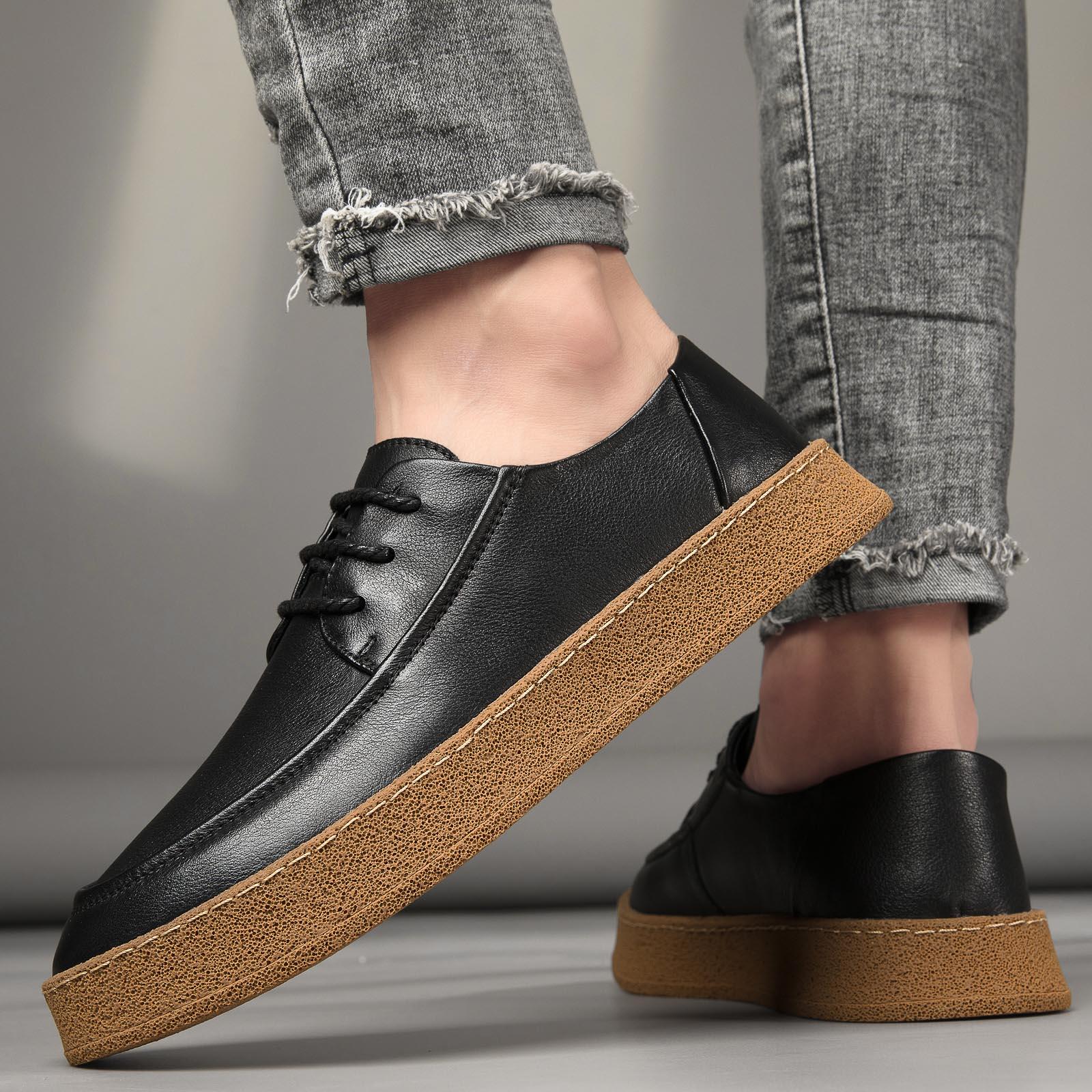 

Модные новые мужские лоферы из натуральной кожи, повседневная обувь, ручная работа, подошвы, мужская обувь для активного отдыха, обувь для пеших прогулок, качественная спилковая кожа, плоские мокасины 38 чёрный