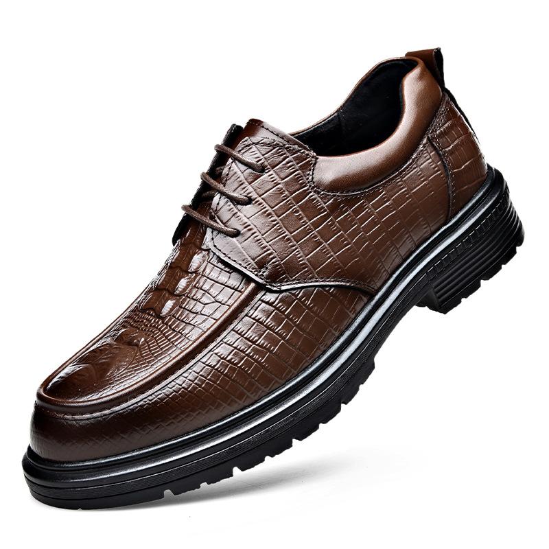 

Мужские туфли из кожи с низким верхом, мужские из коровьей кожи, британские, деловые, повседневные, мужские на мягкой подошве, свадебные, для жениха, кожаные туфли 44 коричневый