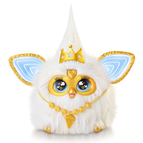 Hasbro Furby White and Gold Voice-Responsive Interactive Toy for Boys and Girls Ages 6 and Up with Fashion Accessories, Animatronic Electric Plush