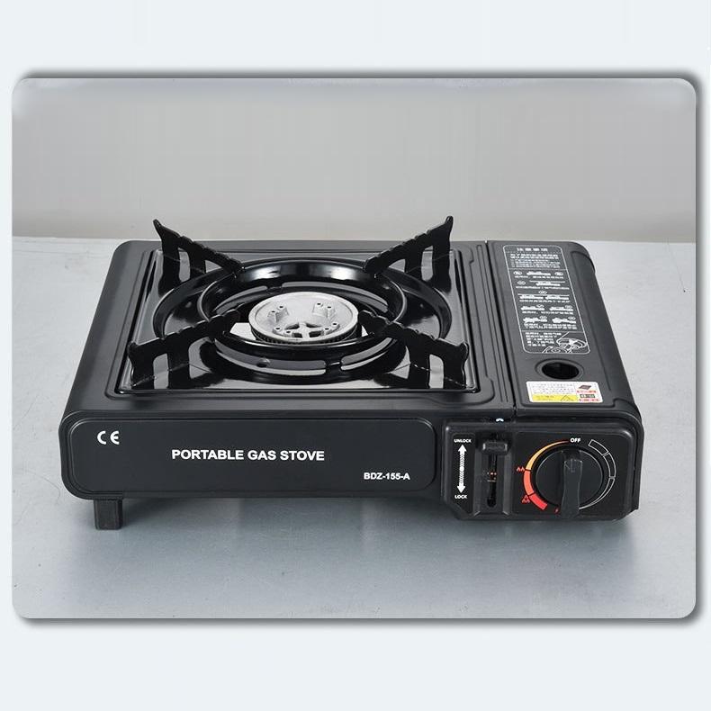 

Портативная газовая плита 3500 Вт, походная плита для барбекю, бутановая горелка с блокировкой безопасности, пьезоэлектрический поджиг для походов, приготовления пищи чёрный