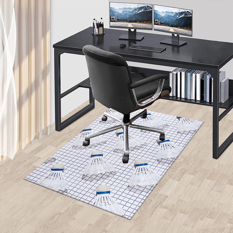 

1pc Badminton Shuttlecock Chair Mat, Office Chair Pad with Blue and White Shuttlecock Pattern for Non-Slip Carpet Suitable for Home Decor, Living Room 60cm by 90cm