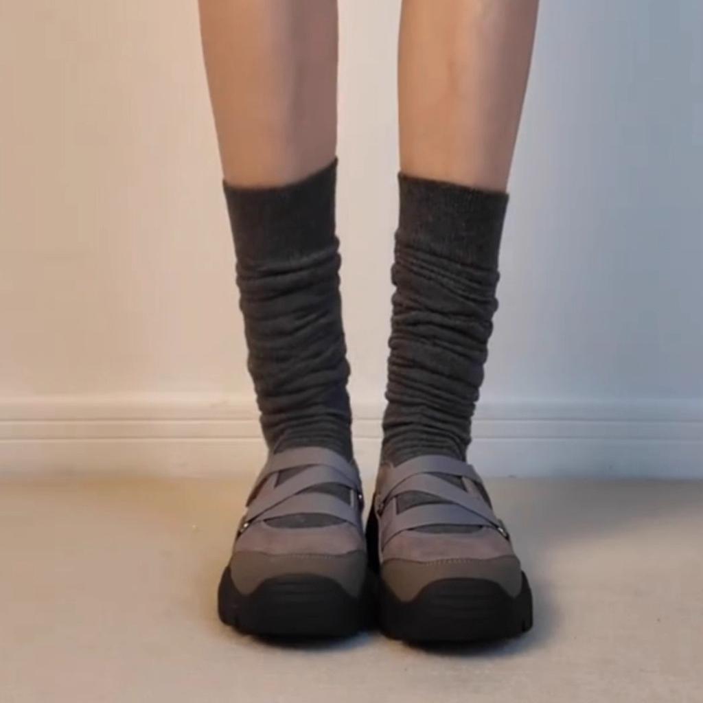 Leather version~ retro Velcro round head Mary Jane shoes children's light mouth thick heel single shoes platform casual sports shoes