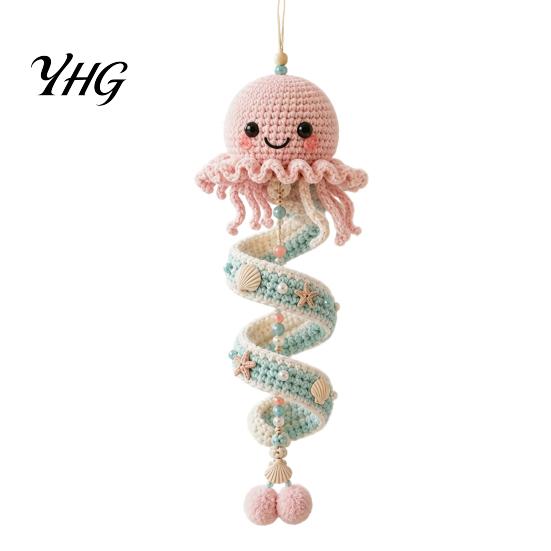Beginner Crochet Kit for Adults Ocean Animal Spiral Kit, DIY Coastal Hanging Ornament Craft Educational Knitting Novices with Yarn And Accessories