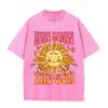 Vintage Black "Here Comes The Sun" T Shirt Retro Psychedelic Sun Acid Wash Tee