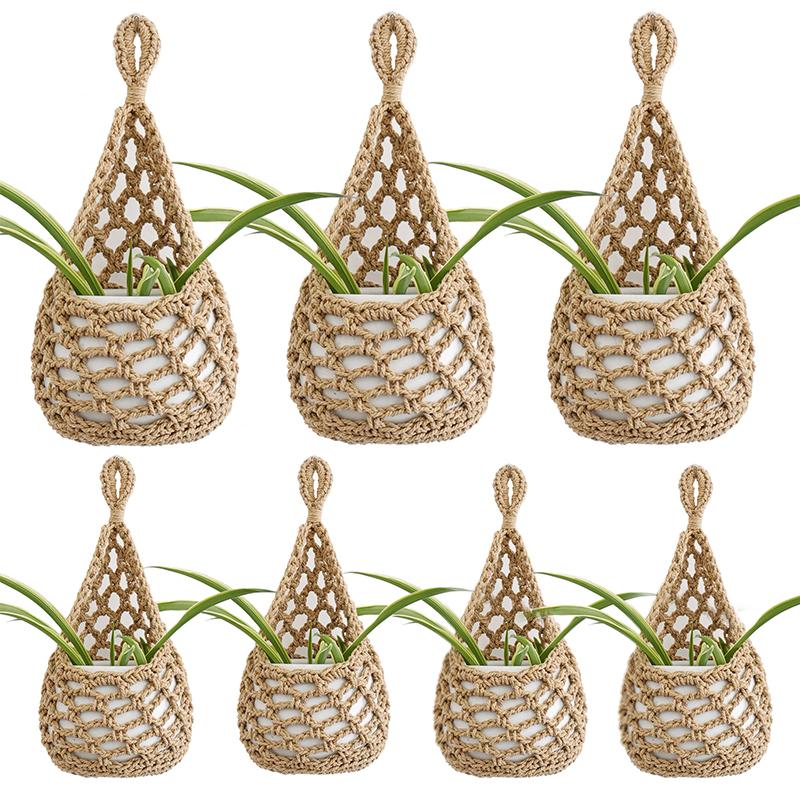 Boho Macramé Plantenhanger Mandje Voor Vetplantjes Katoenen Touw Geweven Hangmand Met Netzakje Huisdecoratie Organizer