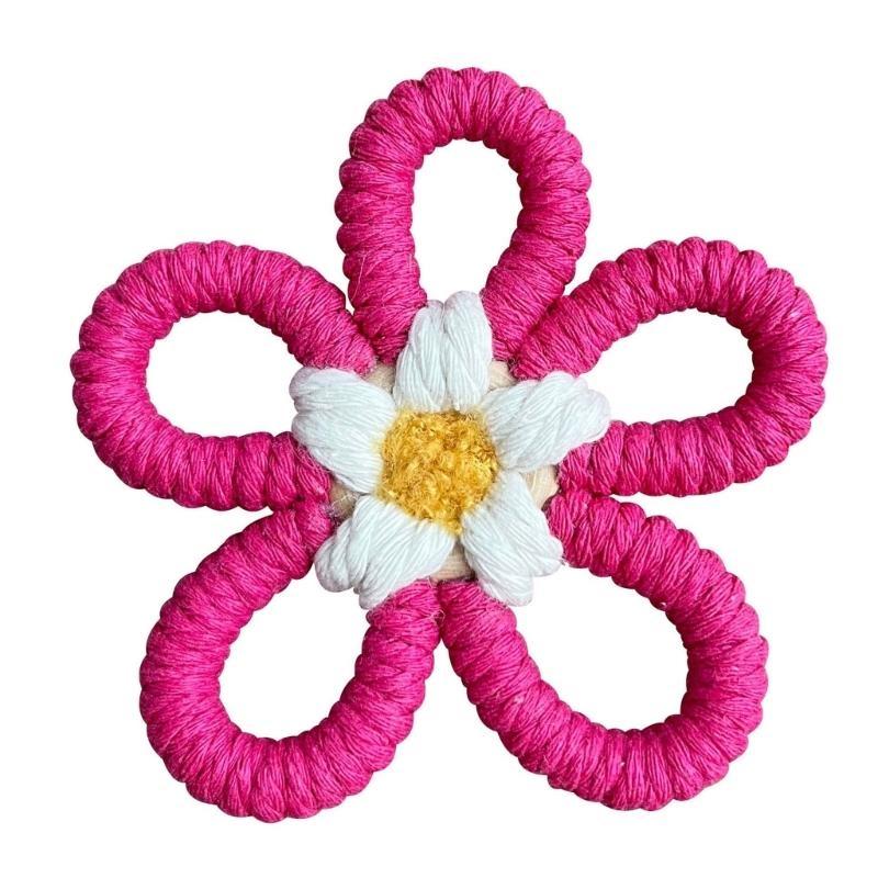 Woven Macrames Colorful Flower Wall Art Decoration for Living Room or Baby Kids Bedroom Nursery Wall Hanging Ornament