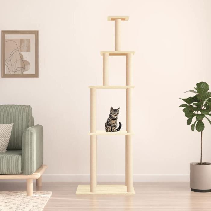VidaXL Arbre à chat avec griffoirs en sisal crème 183 cm 171744