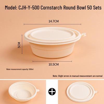 Disposable Food-Grade Round Takeout Containers with Lids