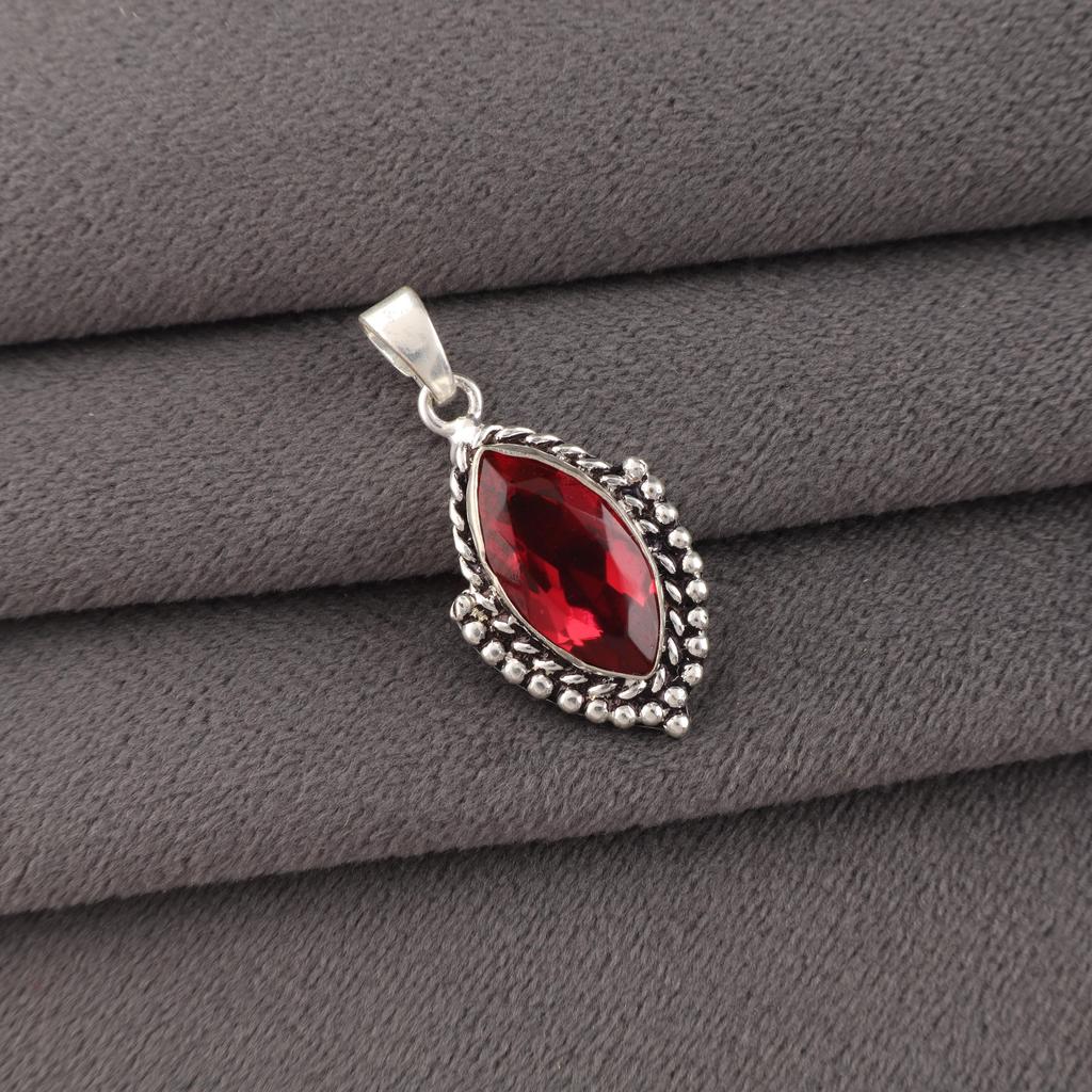Pink Rubellite Gemstone 925 Sterling Silver Handcrafted Pendant 1.4" Anniversary Gift For Wife APP-4-7