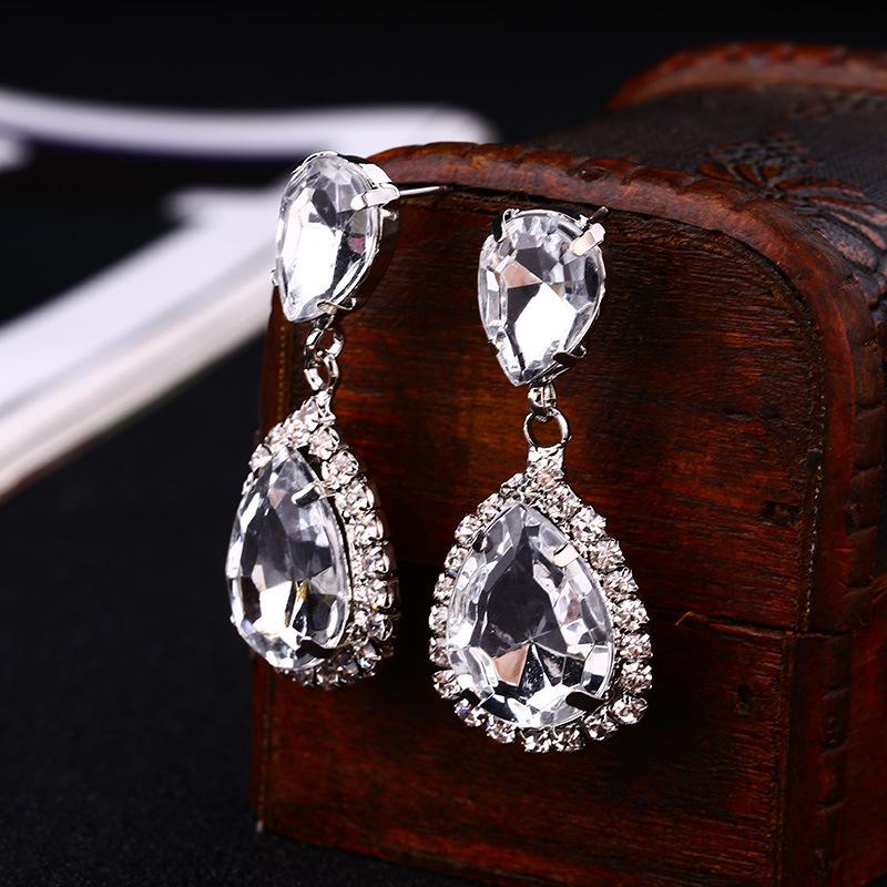

Корейские серьги-капли из блестящего кристалла для женщин K5 красный/золотой