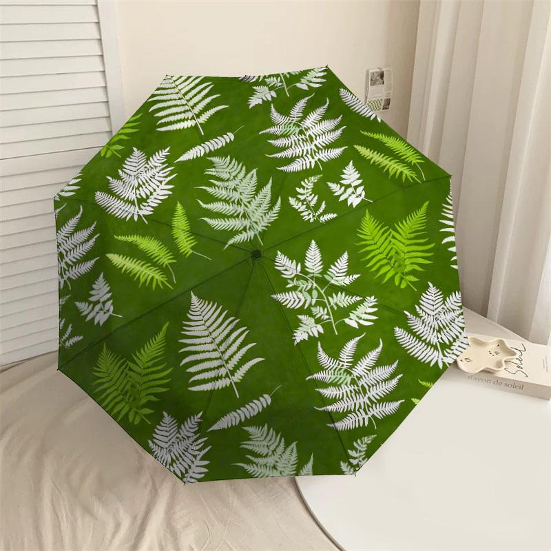 1pc Fern Leaves Pattern Pattern Umbrella Design Automatic Opening and Closing Umbrella, High-quality Travel Umbrella,  C1128060