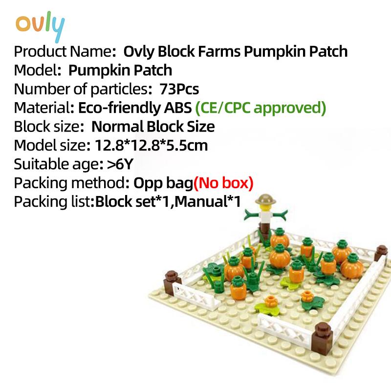 

Ovly Farm Тыквенная ферма MOC Набор деталей овощей и фруктов Пугало DIY Набор строительных блоков Детский подарок с инструкцией Конные скачки