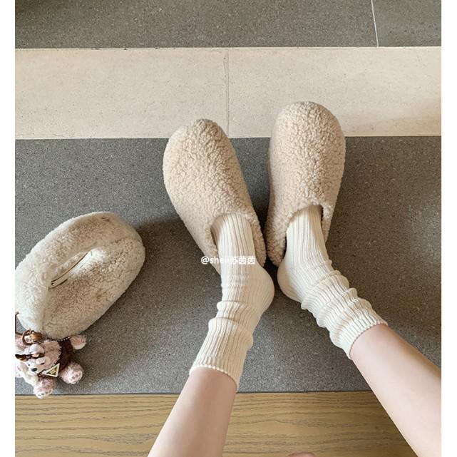2025 Winter Women's Furry Outdoor Shoes, Velvet-Lined, Thickened, Closed-Toe Fur Slippers, Warm Lambswool Loafers